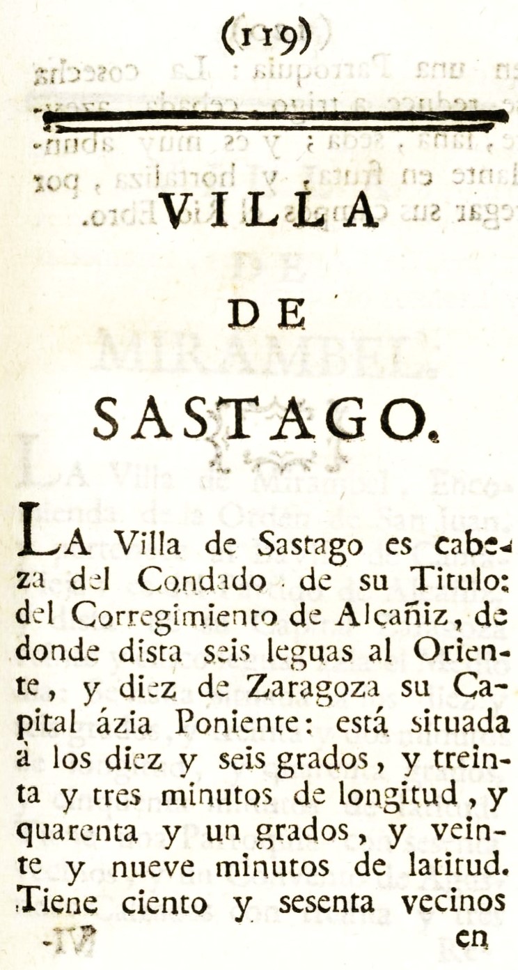 1779 Atlante Español, tomo 3, Aragón 119 1779. Atlante Español, tomo 3, Aragón. 119