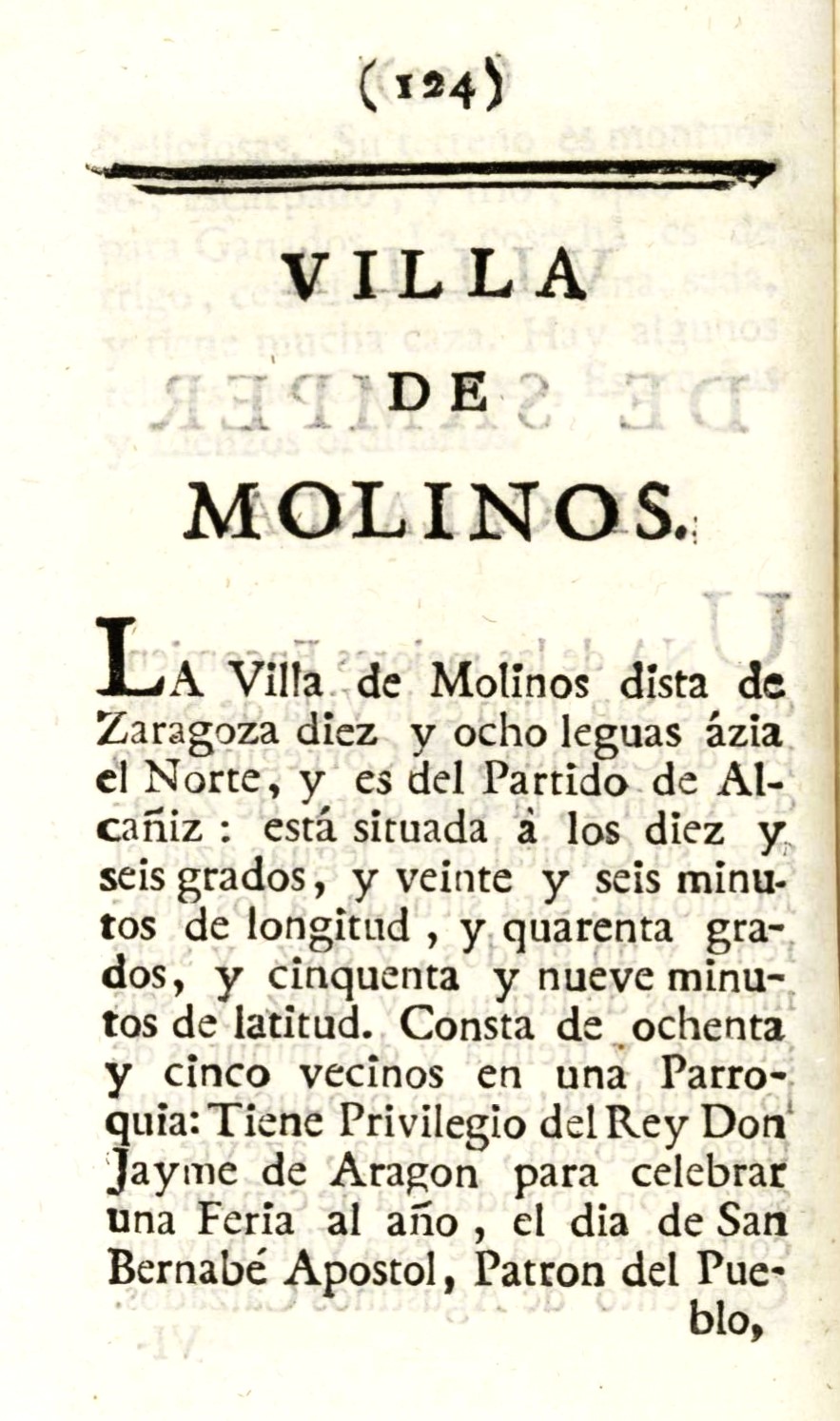 1779 Atlante Español, tomo 3, Aragón 124 1779. Atlante Español, tomo 3, Aragón. 124