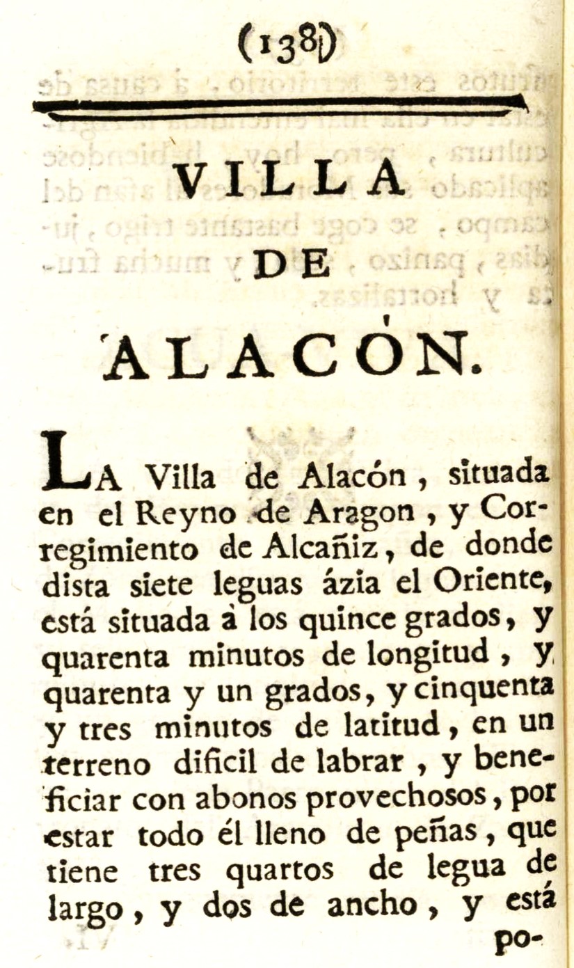 1779. Atlante Español, tomo 3, Aragón. 138