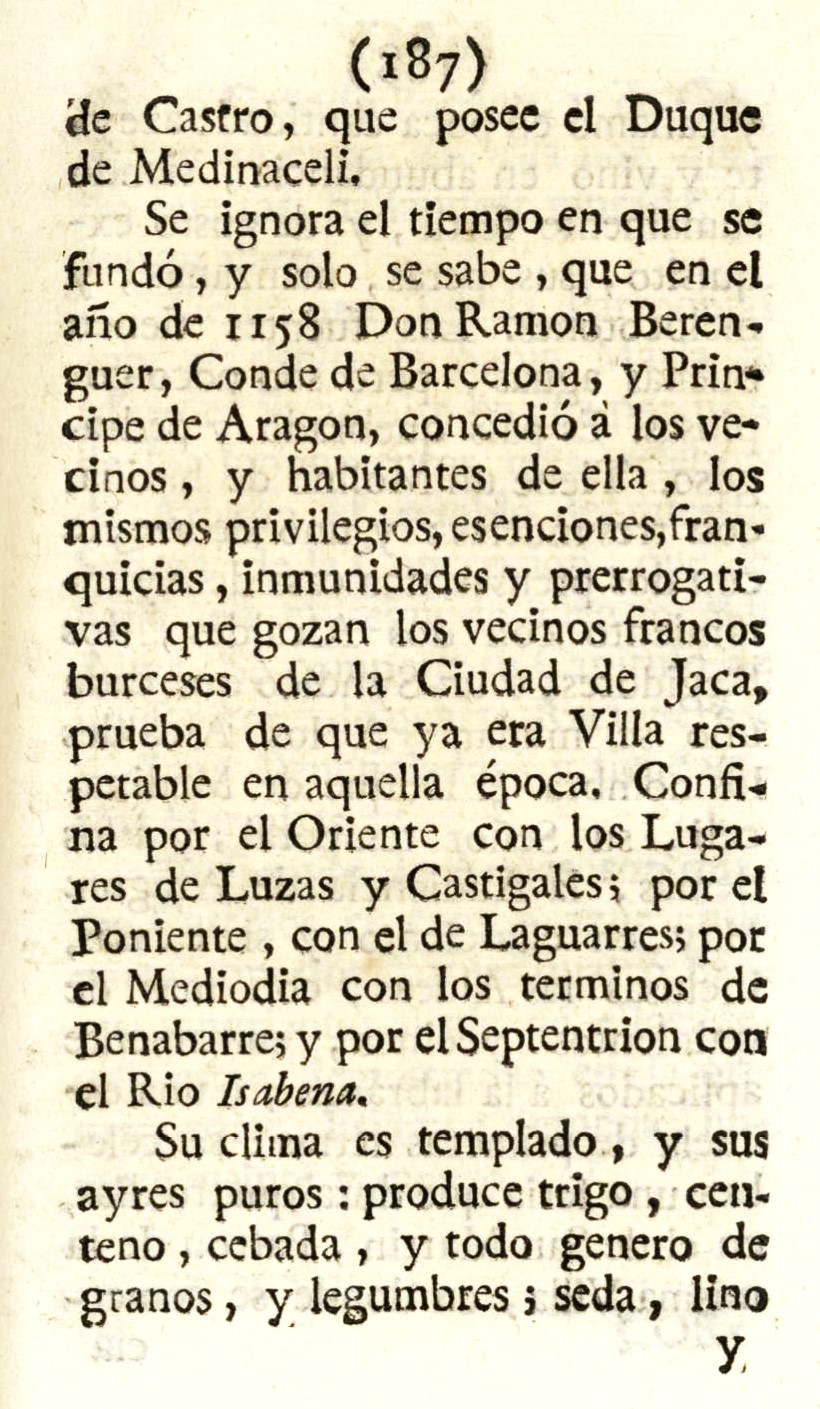 1779 Atlante Español, tomo 3, Aragón 187 1779. Atlante Español, tomo 3, Aragón. 187