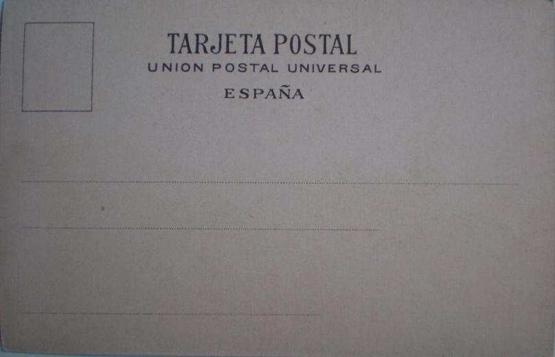Postal coloreada, Patio de la Casa de la Infanta. Zaragoza. Principios del siglo XX. Parte posterior.