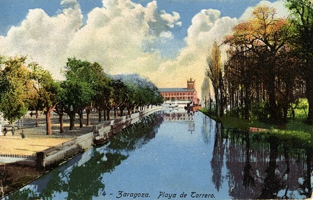 Postal coloreada, El Canal Imperial de Aragón a su paso por Zaragoza. Inicios del siglo XX. 41
