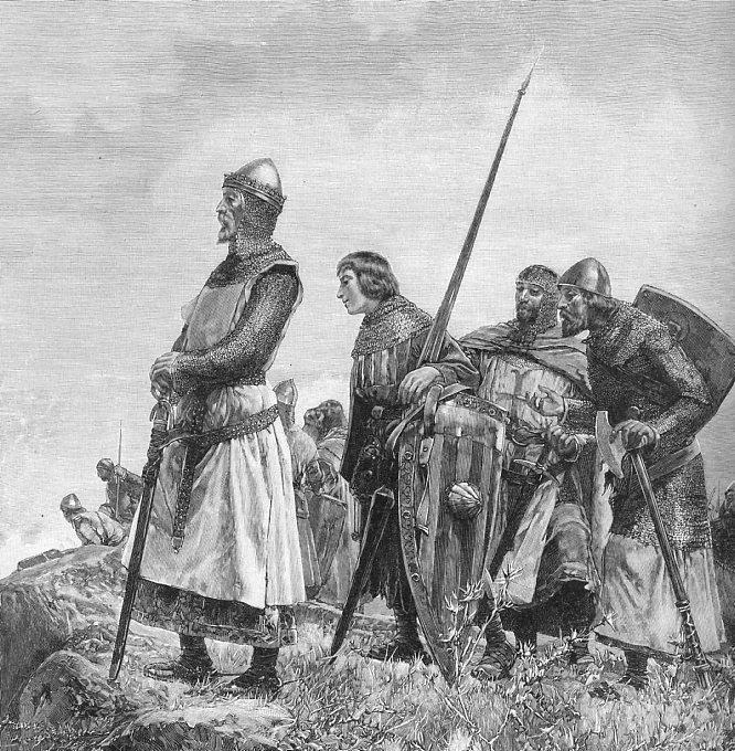 Pedro III en el Alto Panizas según ilustración de Mariano Barbasan