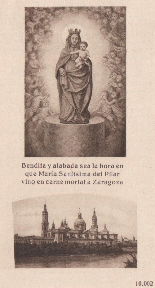 Imagen de La Virgen del Pilar y basílica en Zaragoza, circa 1940. 13