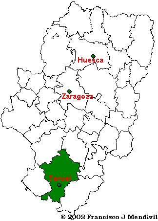 Mapa de situación de la Comarca de Teruel en Aragó