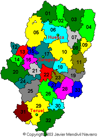 Mapa de Comarcas de Aragón