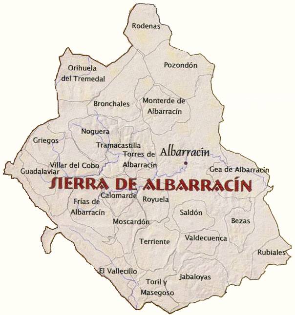 Mapa de detalle de la comarca Sierra de Albarracín