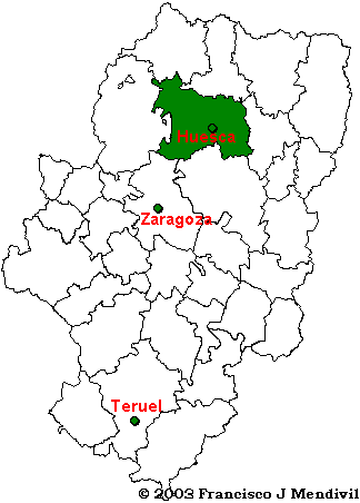 Mapa de la Comarca de Hoya de Huesca / Plana de Uesca dintre d'Aragó