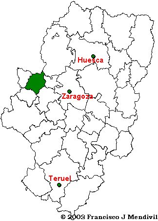 Mapa situació Comarca Campo de Borja dins d'Aragó