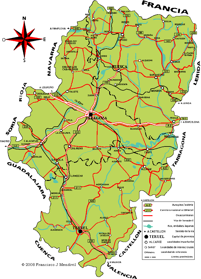 Mapa de carreteras d'Aragón