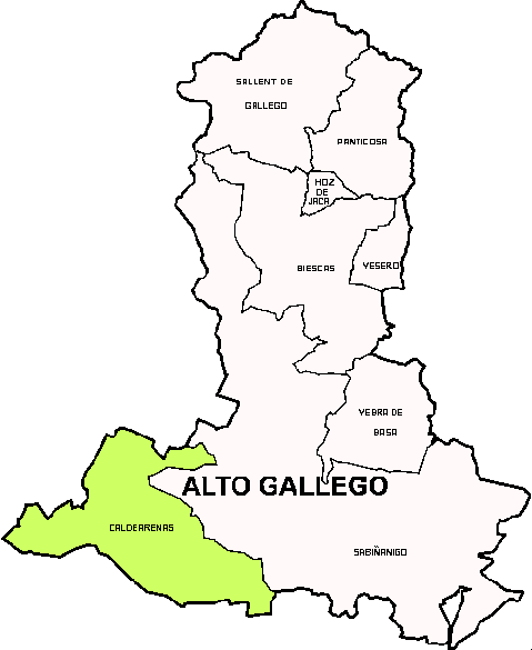 Municipi Caldearenas dintre de la comarca Alto Gállego