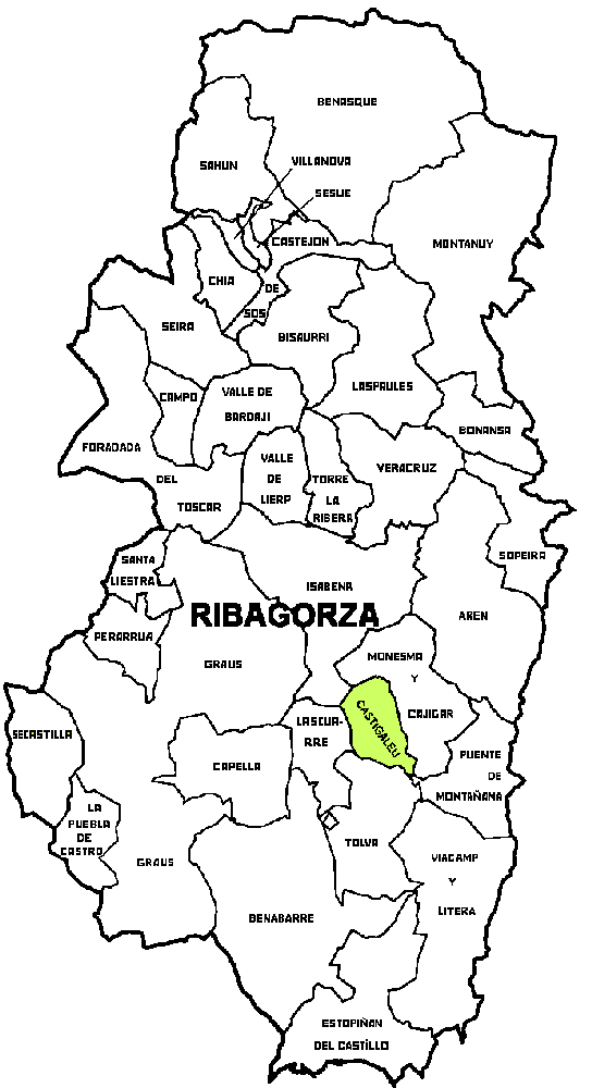 Municipio de Castigaleu dintre de la comarca de La Ribagorza