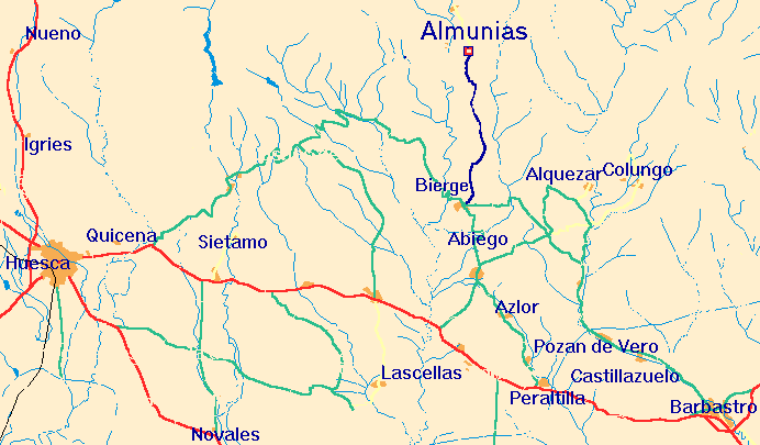 Mapa per arribar a Pozán de Vero