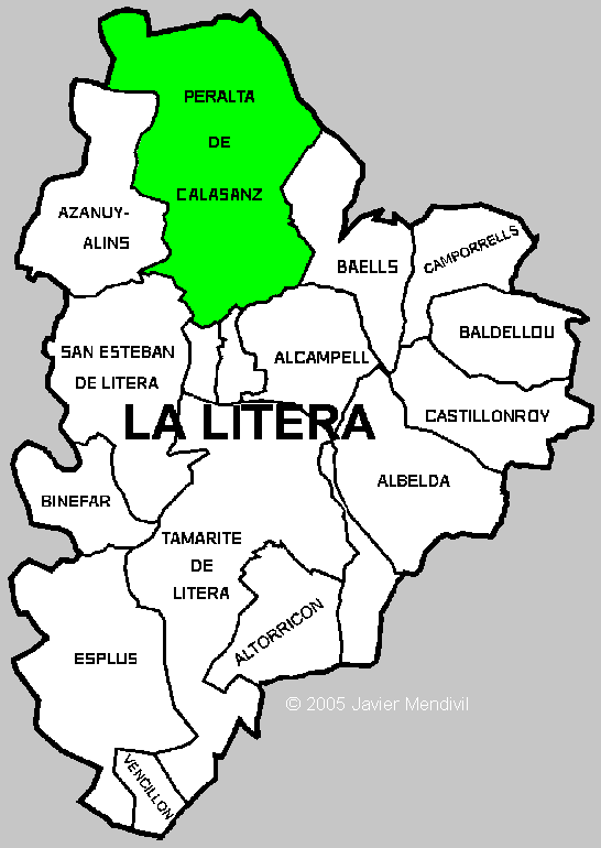Municipi Peralta de Calasanz dintre de la comarca de La Litera/ La Llitera