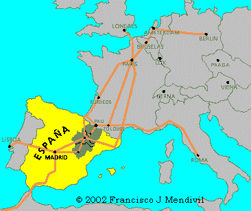 Mapa d'Aragó dins d'Europa.