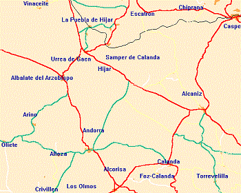 Mapa situacio ruta del Bombo en Teruel