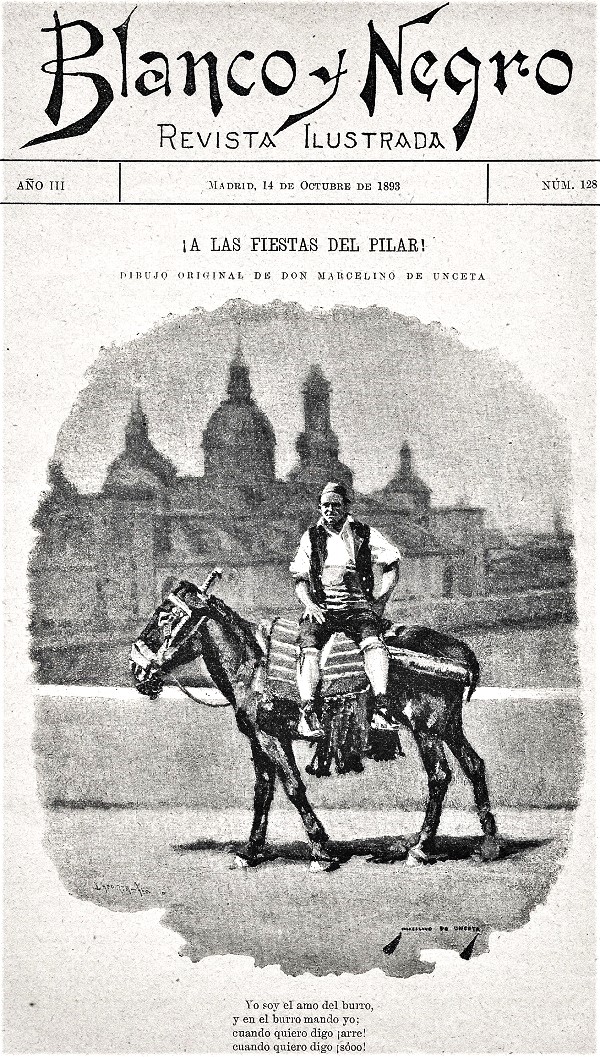 14 de octubre 1893. Fiestas del Pilar. Blanco y Negro. Portada