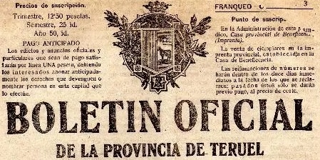 Cabecera Boletín Oficial de Teruel histórico 1940