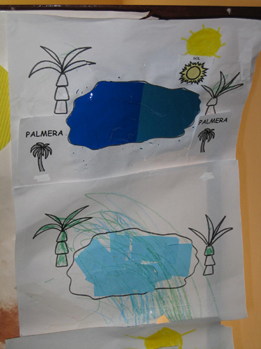 Palmeras, sol, nubes
