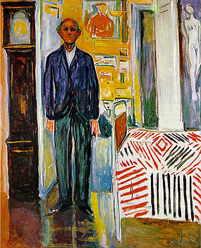Munch, Autorretrato entre el reloj y la cama