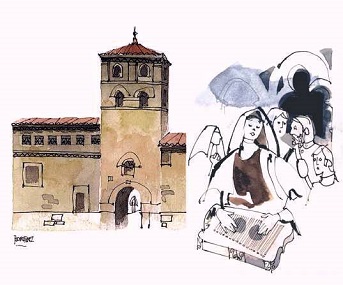 Casbas de Huesca, últimas noticias monásticas. Dibujo de Teodoro Perez