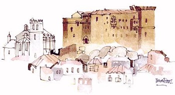 Mora de Rubielos, puerta al Mediterráneo. Dibujo de Teodoro Perez