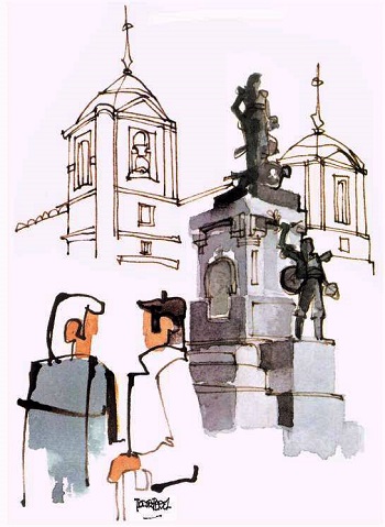 Zaragoza, bicentenario agustiniano. Dibujo de Teodoro Perez