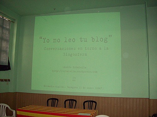 Taller de RSS y Yo no leo tu blog en el Milímetro Digital de la Almozara de Zaragoza 14 de enero de 2007.