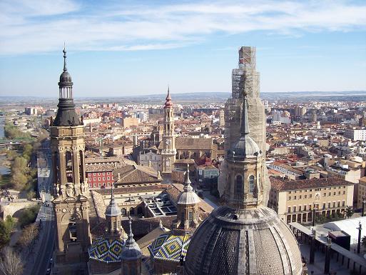 Visión desde la torre norte de Nuestra Señora del Pilar de Zaragoza.
