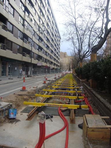 Obras del tranvía en Zaragoza el 31 de enero de 2010. 12