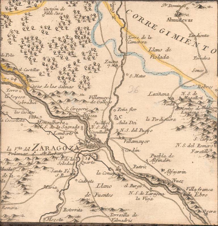 Aragon en mapa Político - Administrativo 1816