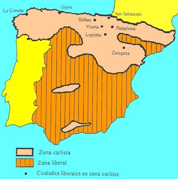 Mapa primera guerra carlista