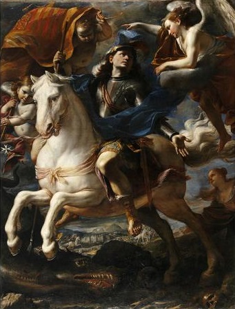 Pintura de San Jorge en Malta. Capilla de Aragón y Navarra.