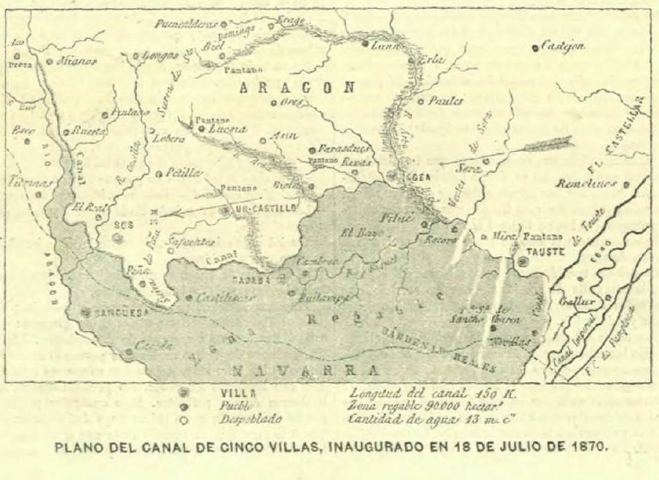 Mapa del Canal de Aragón y Cataluña.