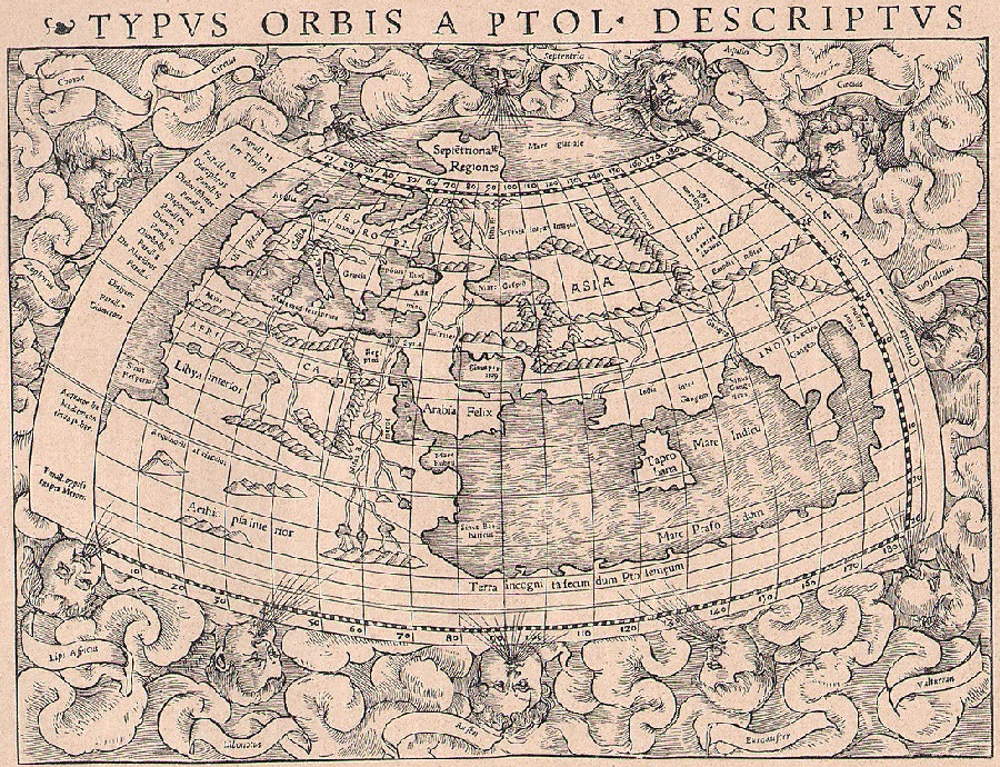 Mapamundi de Ptolomeo una edición de 1545