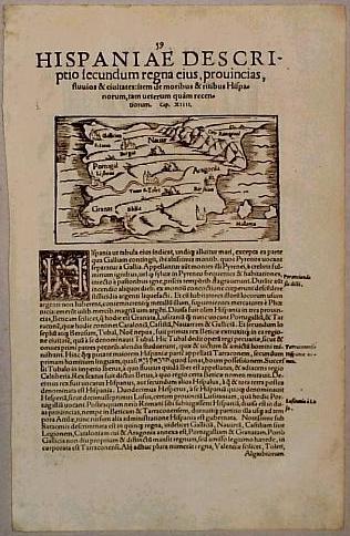 Mapa de Hispania en 1572, según cosmografía de Sebastian Munster. 2