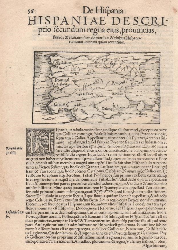 Cosmografía Universal, edición en Latín de 1552, descripción de Hispania