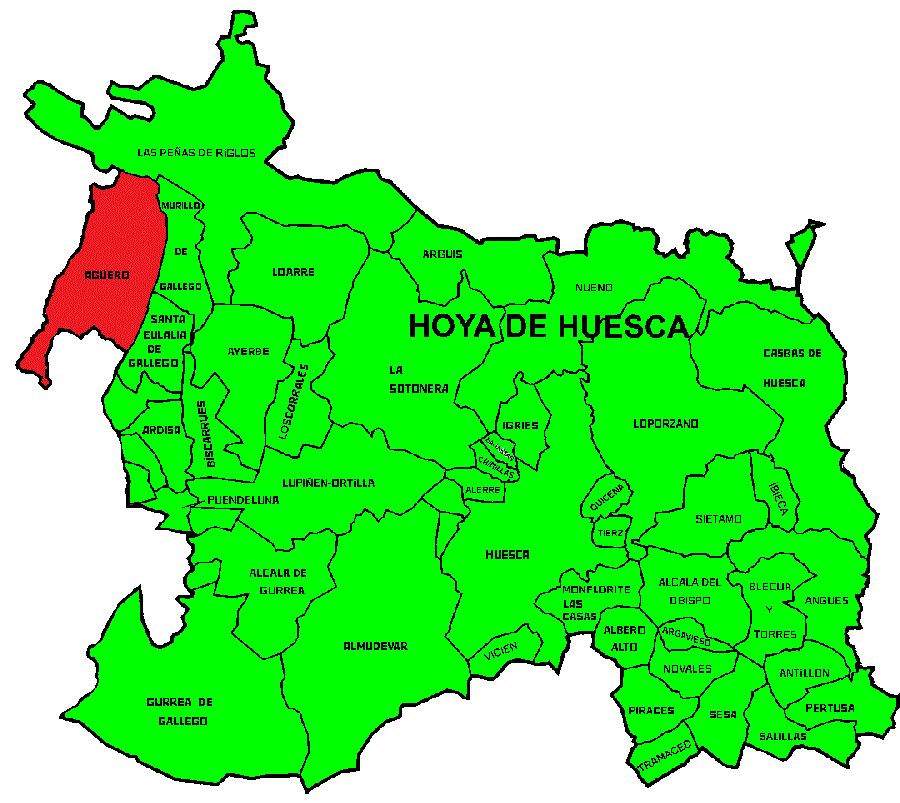 Municipios de La Comarca de Hoya de Huesca / Plana de Uesca