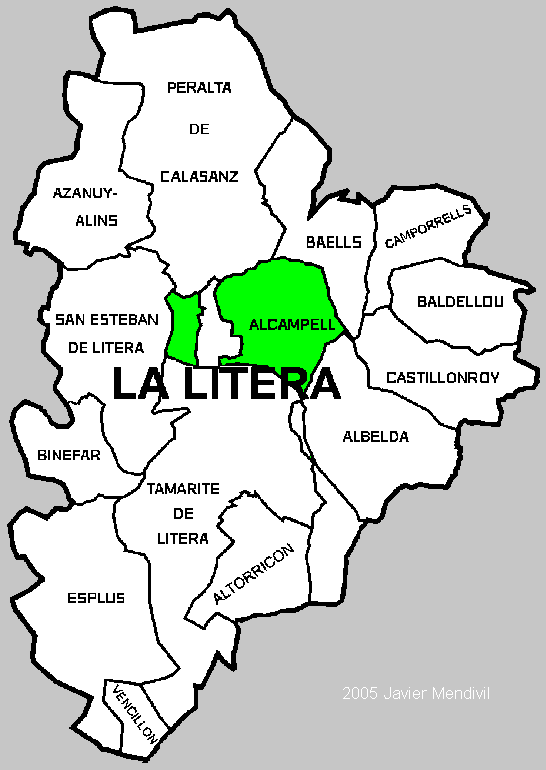 Municipio de Alcampell dentro de la Comarca de La Litera/ La Llitera