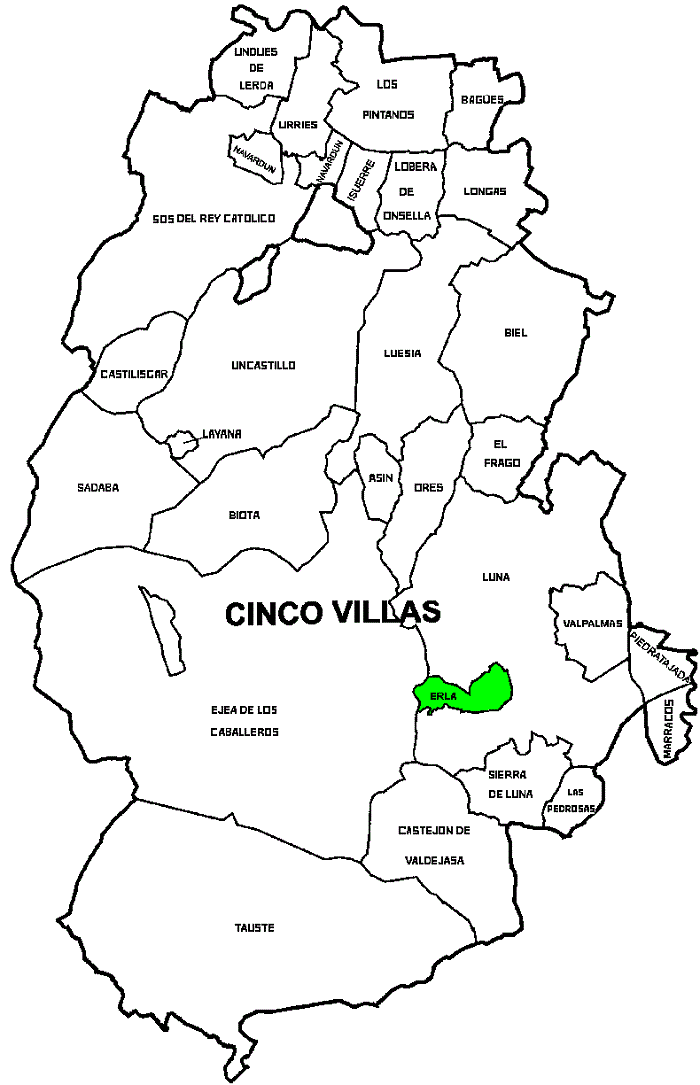 Municipio de Erla dentro de la Comarca de Las Cinco Villas