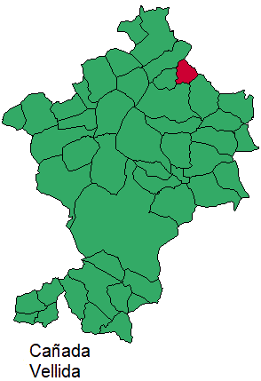 Mapa del municipio Cañada Vellida dentro de la Comarca Comunidad de Teruel