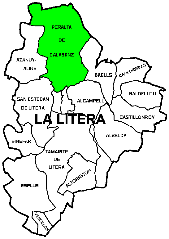 Municipio de Peralta de Calasanz dentro de la Comarca de La Litera/ La Llitera