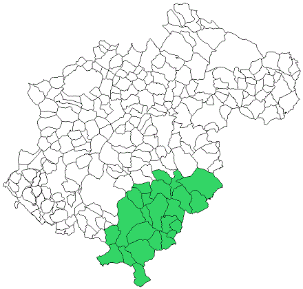 Mapa de la Comarca Gudar-Javalambre situación dentro de Provincia de Teruel