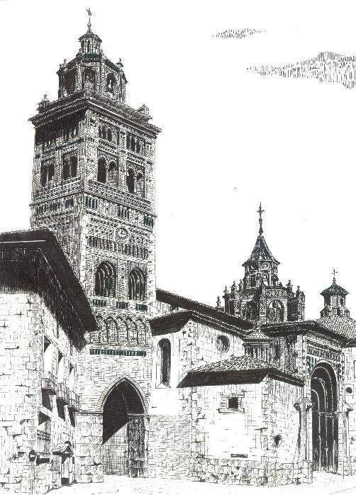 La catedral de Nuestra señora de Mediavilla de Teruel a pluma según Miguel Brunet Castélls