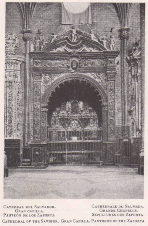 Zaragoza I. El arte en España 1938. Catedral del Salvador. Gran capilla. Panteón de los Zaporta