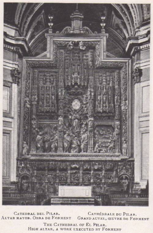 Zaragoza I. The Art in Spain 1938. The Cathedral of El Pilar. High Altar. A work executed by Forment.
