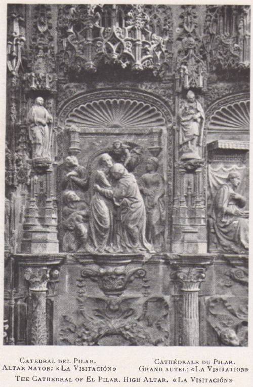 Zaragoza I. El arte en España 1938. Catedral del Pilar. Altar Mayor: La Visitación.