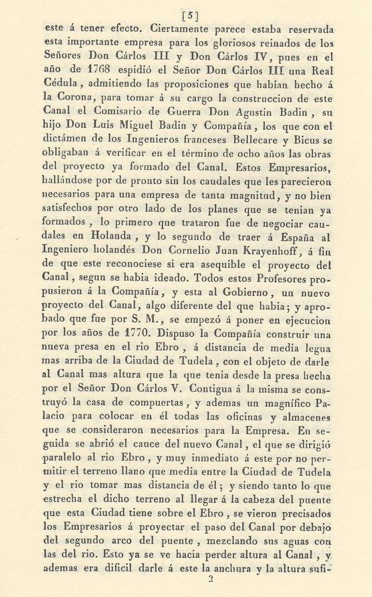 Canal Imperial de Aragón. Memoria histórica. Noticia sobre las utilidades que produce, y explicación de que contiene Página 5. Canal Imperial de Aragón. Memoria histórica. Noticia sobre las utilidades que produce, y explicación de que contiene