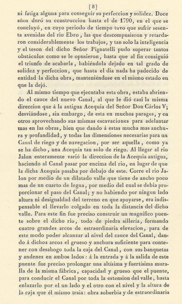 Página 8. Canal Imperial de Aragón. Memoria histórica. Noticia sobre las utilidades que produce, y explicación de que contiene