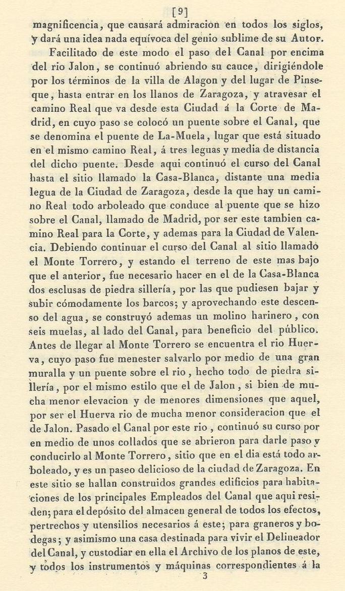 Página 9. Canal Imperial de Aragón. Memoria histórica. Noticia sobre las utilidades que produce, y explicación de que contiene